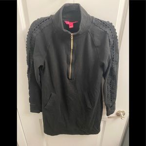 Lilly Pulitzer Black Half-Zip Dress with Gold Zip